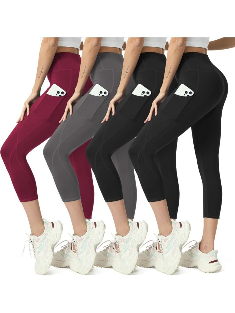 High-Waisted Capri Leggings for Women with Pockets | Yoga & Gym Pants